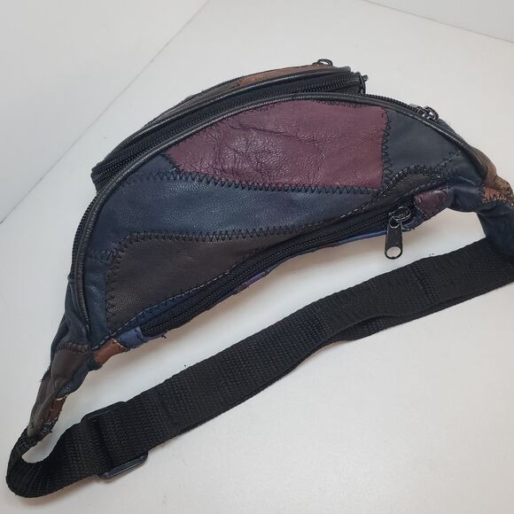 Vintage Leather Patchwork Fanny Pack Belt Bag 70s 80s - Picture 6 of 6